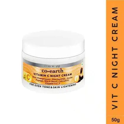 ColorBar Co-Earth Vitamin C Night Cream - For Even Tone  Skin Lightening 50 g-ColorBar Co-Earth Vitamin C Night Cream - For Even Tone & Skin Lightening 50 g