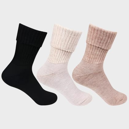 Women's Multicolored Woolen Socks - Pack of 3