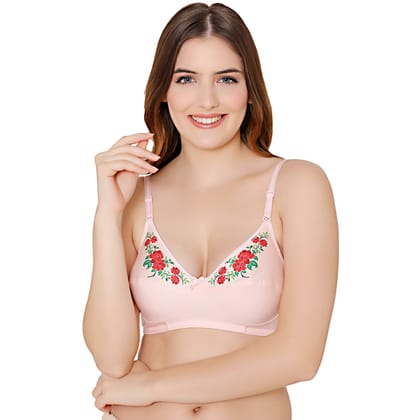 Bodycare polycotton wirefree convertible straps floral cup non padded Bra-5510ECRU