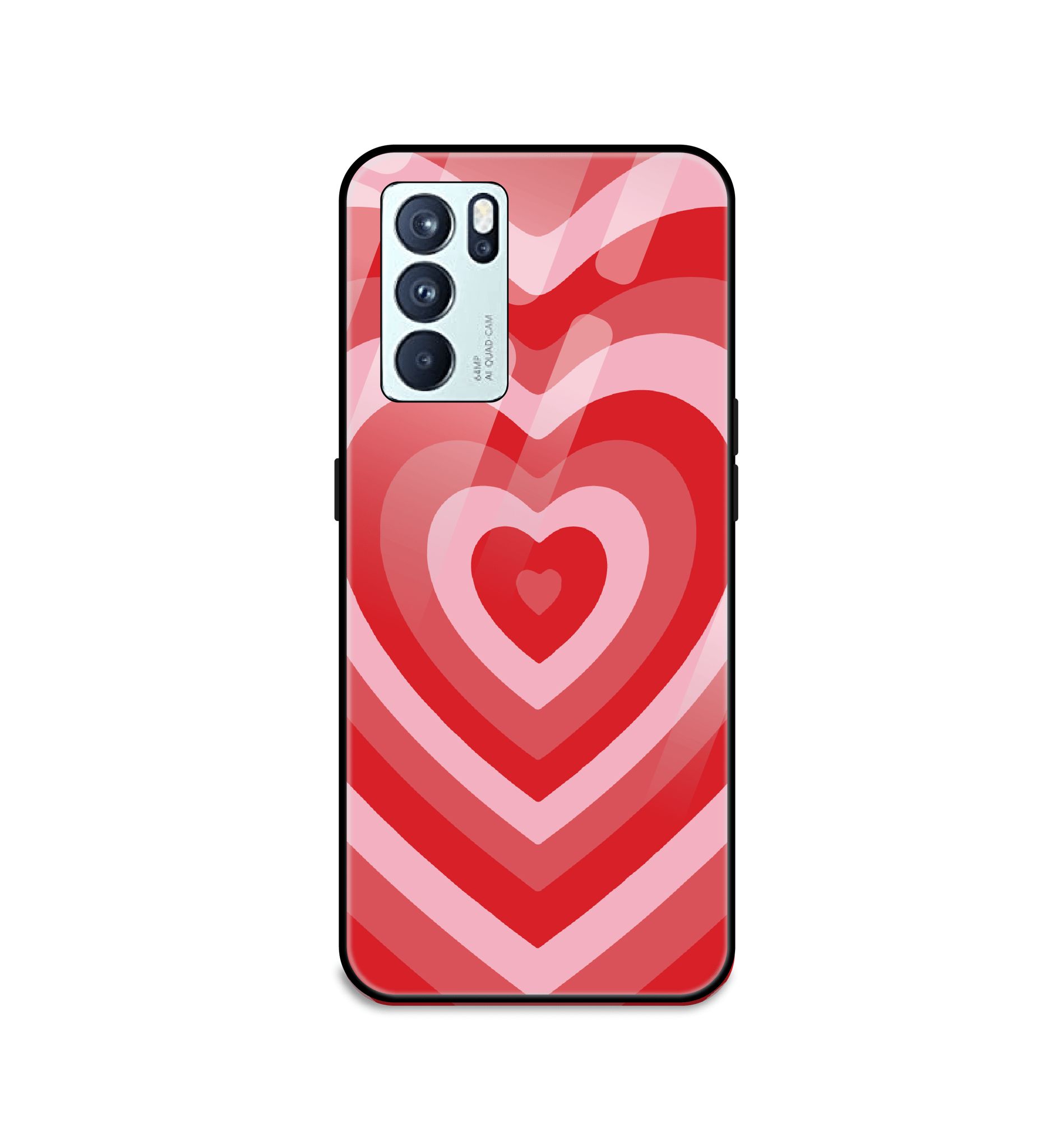 Red Hearts - Glass Case For Oppo Models-Oppo F15