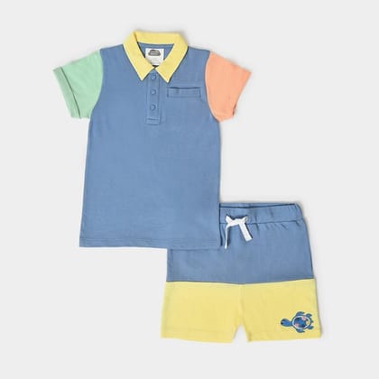 Boys Polo T-shirt and Shorts Set-12-18 M / Blue