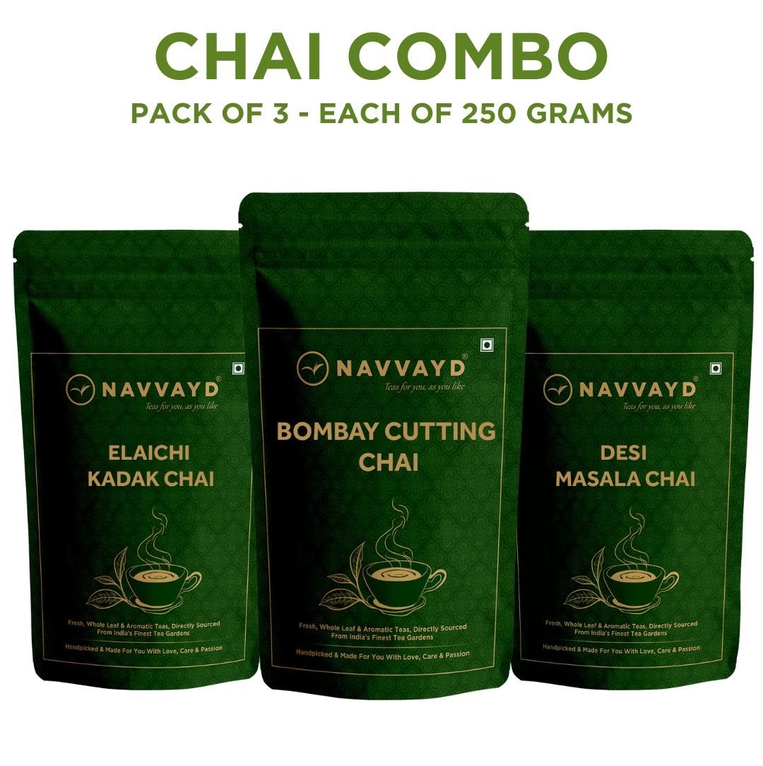 Chai Combo - Elaichi Desi Masala  Bombay Cutting-Chai Combo - Elaichi, Desi Masala & Bombay Cutting - Pack of 3 - Each of 250 Grams