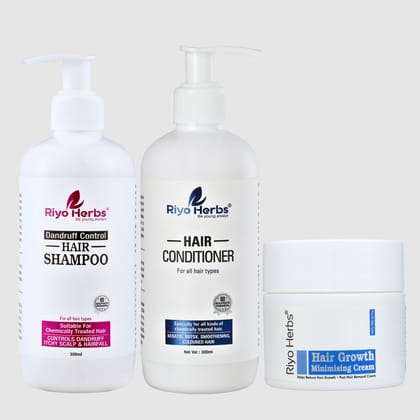 Hair Growth Minimizing Cream, Dandruff Control Shampoo & Hair Conditioner Combo