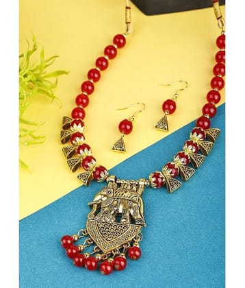 Sunhari Jewels Red Alloy Necklace Set ( Pack of 1 ) - Red