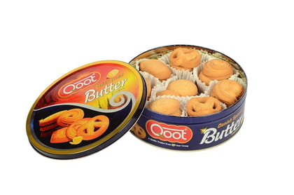 Qoot Danish Butter Cookies, 400 gm Round Tin