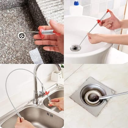 MEHRAAZ STORE Drain Sink Snake Clog Cleaning Accessories, Spring Pipe Cleaner Hooks, Multifunctional Stick Cleaning Claw, Sewer Dredging Hair Purifier Extraction Tool for Kitchen, Bathtub, Shower and Sink-90cm