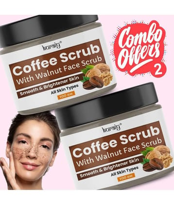 KURAIY Coffee Smooth And Brighter Skin Face Scrub for All Skin Types 100g (Pack Of 2)