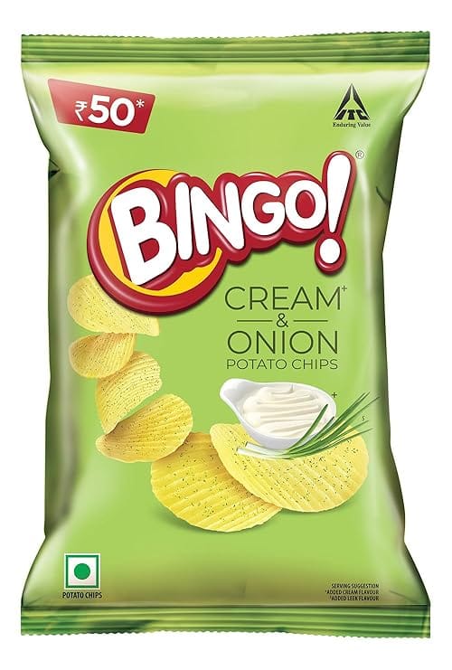 Bingo Cream & Onion Original Potato Chips, 100 gm