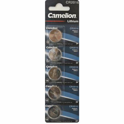 Camelion CR2016 3V Lithium Button Cell Battery-Pack of 5