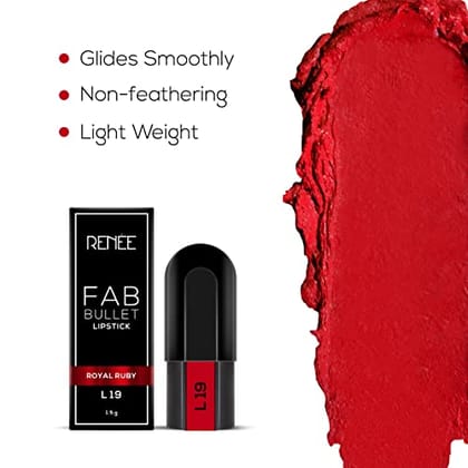 RENEE Matte Fab Bullet L 19 Royal Ruby 1.5 gm| You Can Also Refill Your Fab5 Lipstick With This Bullet of Your Choice