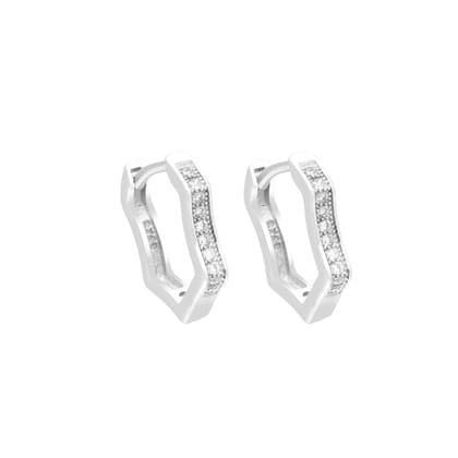 Shield Shaped Hoops | 925 Silver Earrings for Women-Free / Silver / Modern