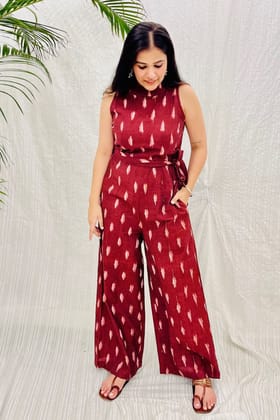 Wine Ikat Jumpsuit-S