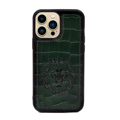 Apple iPhone Series Dark Green Deep Cut Lion Embossed Mobile Cover by Brune & Bareskin-12