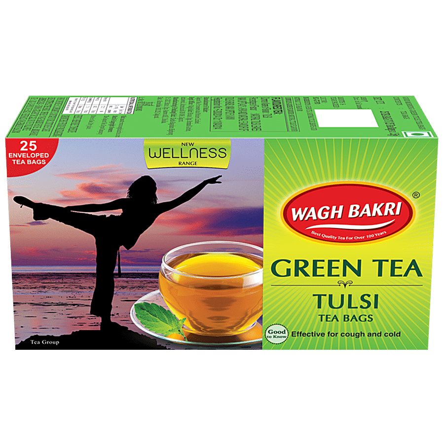 Wagh Bakri Green Tea - Tulsi, 37.5 G (25 Bags X 1.5 G Each)