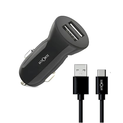 LA FORTE Dual Port Car Charger 2.4 Amps with Type C Cable-LA' FORTE Dual Port Car Charger 2.4 Amps with Type C Cable - Black Car Charger Pack of 1