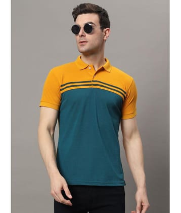 The Million Club Cotton Blend Regular Fit Striped Half Sleeves Mens Polo T Shirt - Mustard ( Pack of 1 ) - None