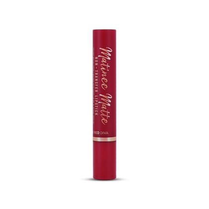 Mattlook Matinee Matte Non Transfer Lipstick, Creamy matte Finish, Infused with camellia oil and jojoba seed oil, Suitable for all Skin tones, Lippy Red, 2.4 gm-Red Diva