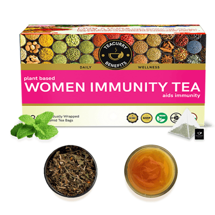 TEACURRY Women Immunity Tea (1 Month Pack, 30 Tea Bags) - Helps with Immunity, Anti-Inflammation, Regeneration