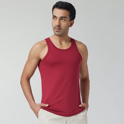 Ace Modal-Cotton Vest Bold Burgundy S