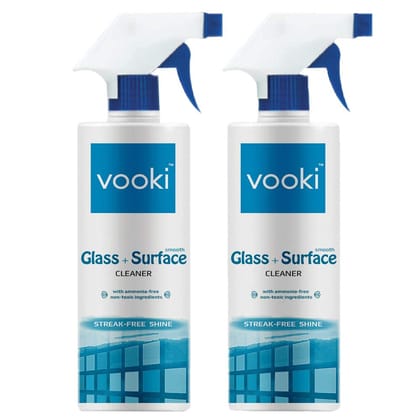 Vooki Ecofriendly Smooth Glass Surface Cleaner, Non-Toxic, for All Types of Glass Surfaces, 500ml - (Pack of 2)…