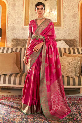 Cherry Pink South Silk Saree