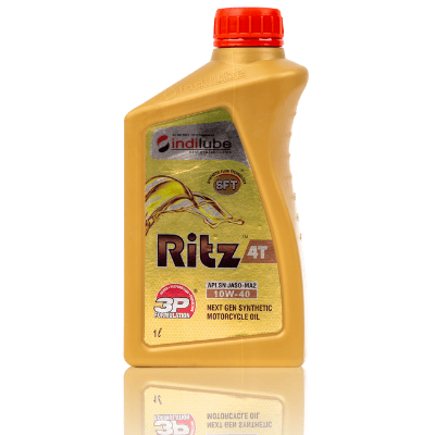 indilube RITZ 4T 10W-40 API SN JASO MA 2 Fully Synthetic Engine Oil For Bikes And Scooters, 1 L