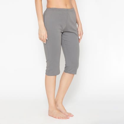 Women's Plain Knitted Capri - Charcoal Grey Charcoal Grey M