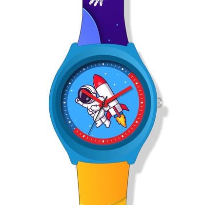 Kids Analog Watch Space Theme with Sky Blue Dial & SpaceCraft