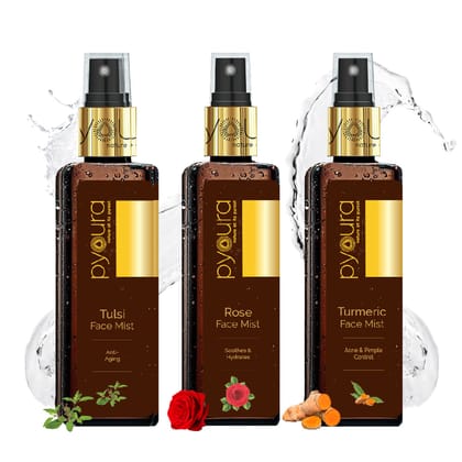 Turmeric + Tulsi + Rose Face Mist Combo, A complete, easy-to-use skincare kit that is  soothing, alcohol and stain free spray away-Combo