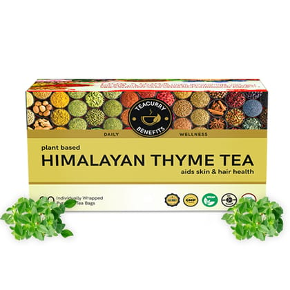 TEACURRY Himalayan Thyme Tea (1 Month Pack, 30 Tea Bags) - Helps with Blood Pressure, Coughing & Immunity