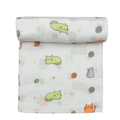 Muslin Baby Bath Towel - Cute Kitty