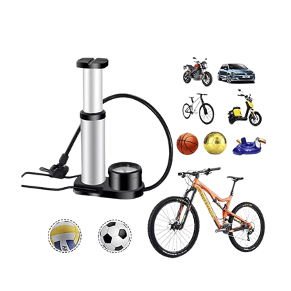 Portable Foot Air Pump - High Pressure and Heavy Compressor with Barometer (Black)