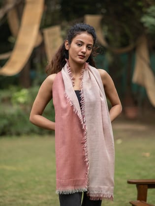 Layered Wool Stole : Dusty Rose-22x72 IN