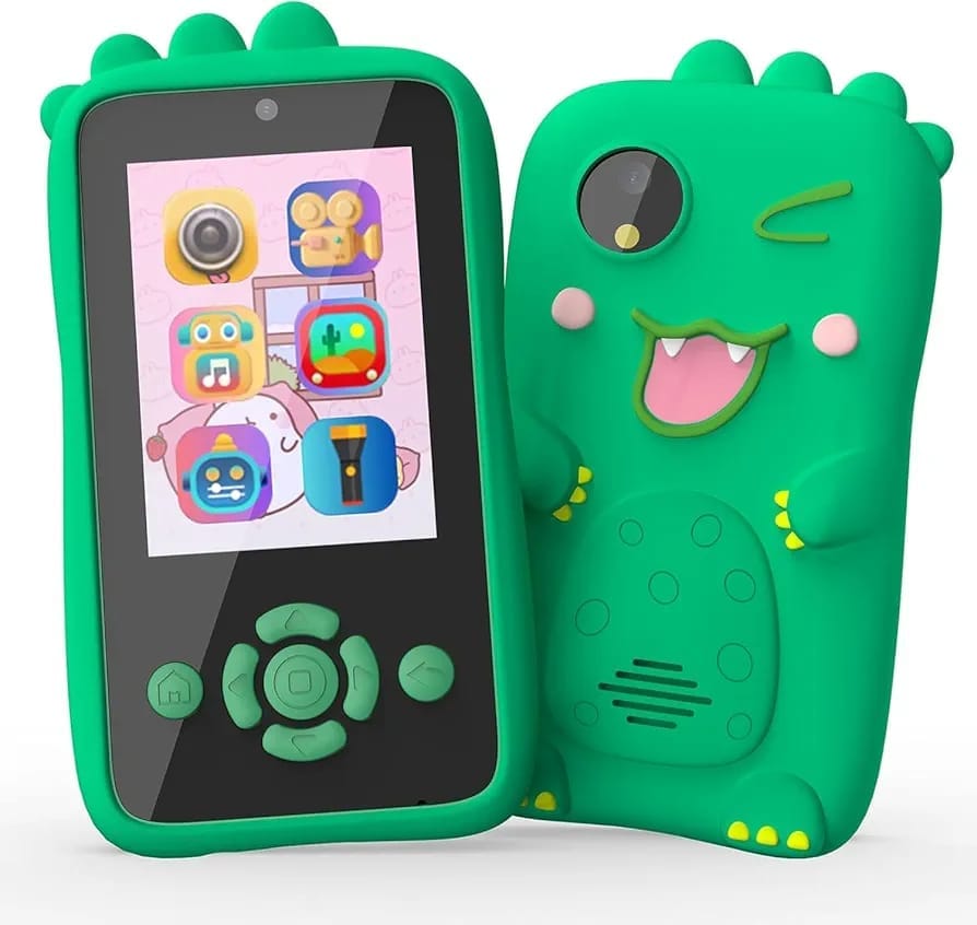 SPOT HUNT Smart phone for kids,smart phone toy bumper with Mp3 music player /dual camera for selfies, toy for boys  and girls-Green