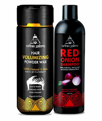 Urbangabru Hair Volumizing Powder 10 GM  Red Onion Shampoo 200 GM - Mens Grooming Combo Kit-Urbangabru Hair Volumizing Powder 10 GM & Red Onion Shampoo 200 GM - Men's Grooming Combo Kit