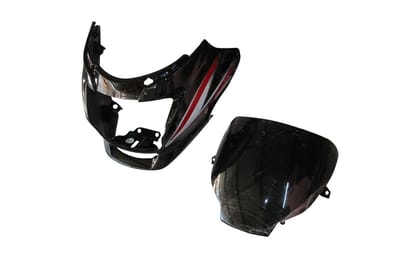 Headlight Visor Fit For Hero Super Splendor Latest (Type 3) Black (Red Sticker) (BP)