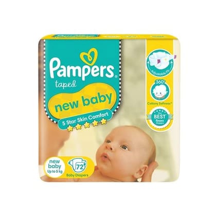 Pampers New Baby Diapers Small, 72 Units Pack