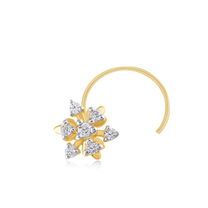 Senco 14K Yellow Gold Splendid Flower Diamond Nose Pin (Gold Weight- 0.3 g / 0.05 carat / HI-SI Quality )