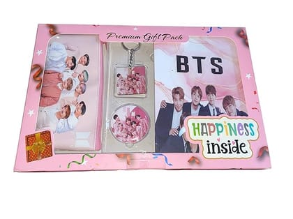 Toys Shop Kids Korean Band BTS Complete Birthday Gift Set for Boys Girls Kids with Pencil Pouch Case Diary Notepad Keychain Keyring & Pin Badge