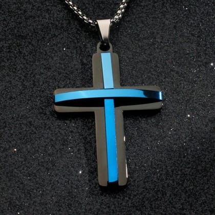 Cross Pendant + Chain-Blue