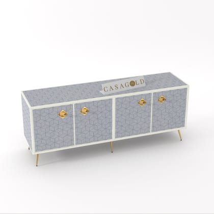 Inlay Media Console - Geo-Grey / Mother of Pearl