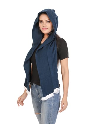 Girls' Free Size Scarf - Navy Color-Yellow / Onesize