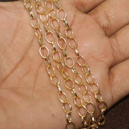 1 Mtr, 7x5mm Golden Metal Chain-Golden / Iron