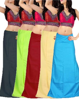 Singhania Clothing woman's Elegant Look Ethnic Wear Cotton Petticoat Multi (Pack of 5)