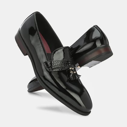 Patent Black Tassel Loafers By Lafattio-6 / Black