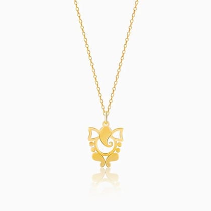 Golden Ganapati Silhouette Pendant with Link Chain