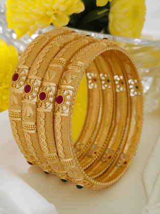 Jewels Kafe Gold Plated Bangle Set of 4-2.4