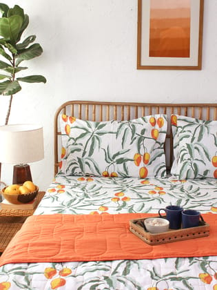 Amra Rust Bedsheet with Pillow Cover-Single