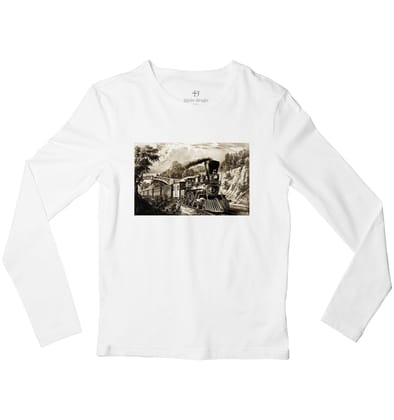 Steam Engine Full Sleeve T-shirt-44 - XL / White