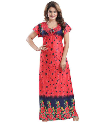 Gutthi Red Satin Nursing Nighty - Free Size